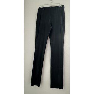 Mango‎ Womens Leather Effect Pants M Straight Leg Front Slit Goth Grunge *READ